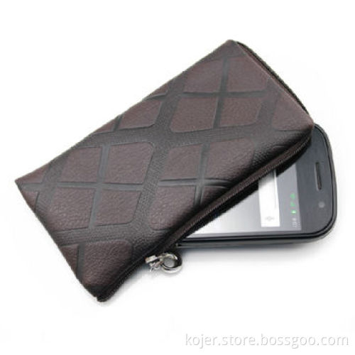 Universal Case Mobile Phone Pouch, Made of PU Leather, with Zipper and Lanyard